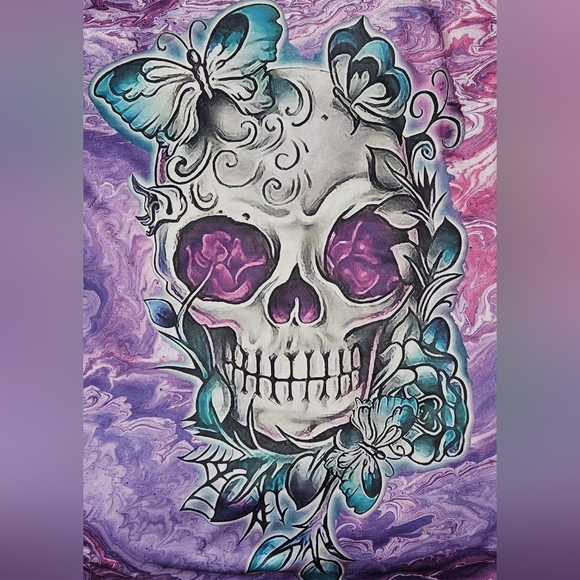 Purple Skull and Butterfly Shirt - Picture 1 of 4